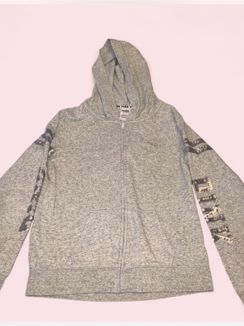 vintage Victoria's Secret PINK Sequin Bling Zip-Up Hoodie